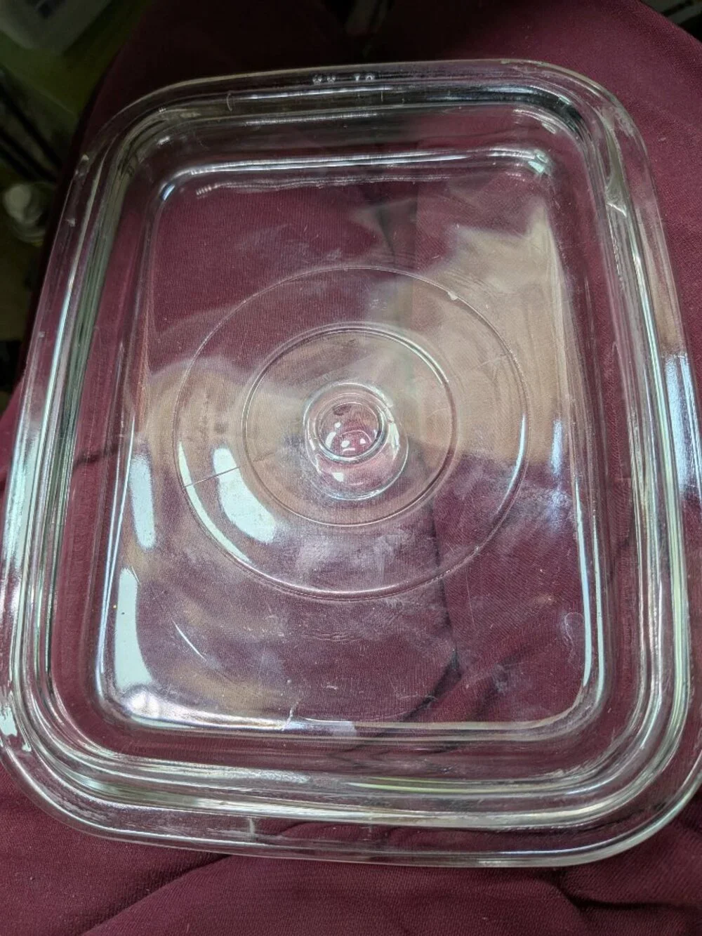 Vintage Clear Glass Rectangular Replacement Lid AA-10 Knob Handle 6.25